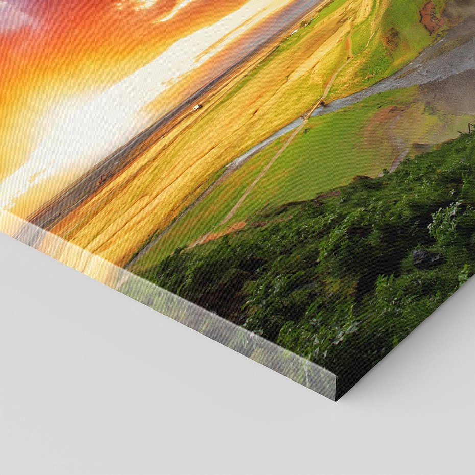 Obraz na płótnie 70x50 - Zachód słońca nad islandzkim wodospadem - Islandia, wodospad