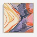 Obraz w ramie 50x50 - Pokreślony Świat - abstrakcyjne formy, odcienie pomarańczu i fioletu - rama drewno