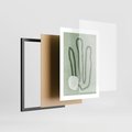 Plakat w ramie 30x40 - Spokojne Kształty Natury - zielona abstrakcja, zgaszona zieleń - rama czarna