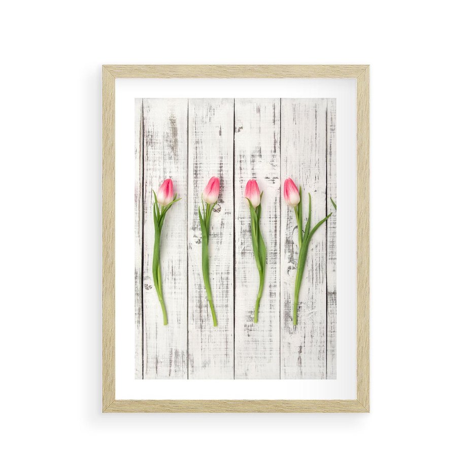 Plakat w ramie 30x40 - Kwintesencja Piękna - kwiaty, tulipany - rama drewno