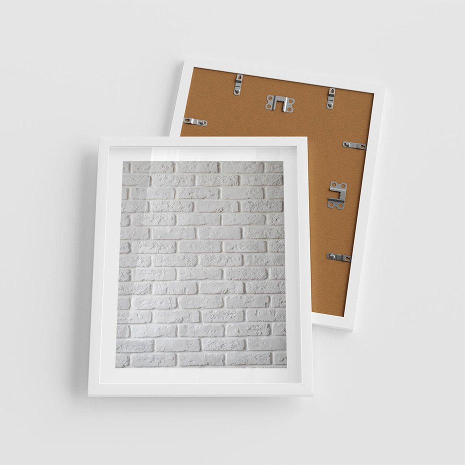 Plakat w ramie 40x50 - Wymiarowa Struktura - ściana, cegła - rama biała