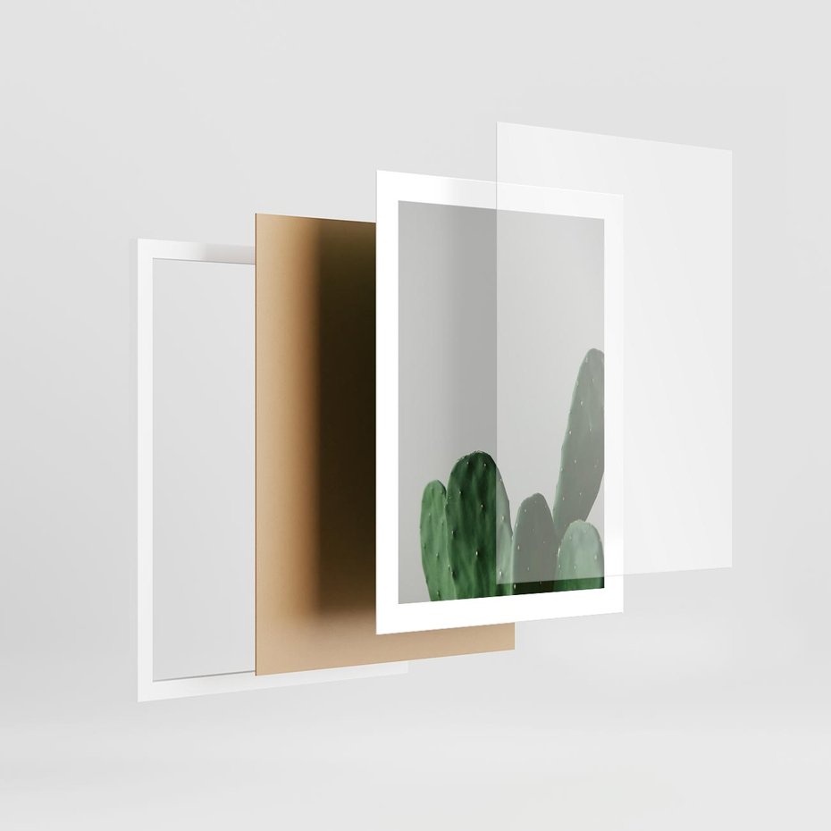 Plakat w ramie 30x40 - Majestatyczne Wysokości - kaktusy, liście - rama biała