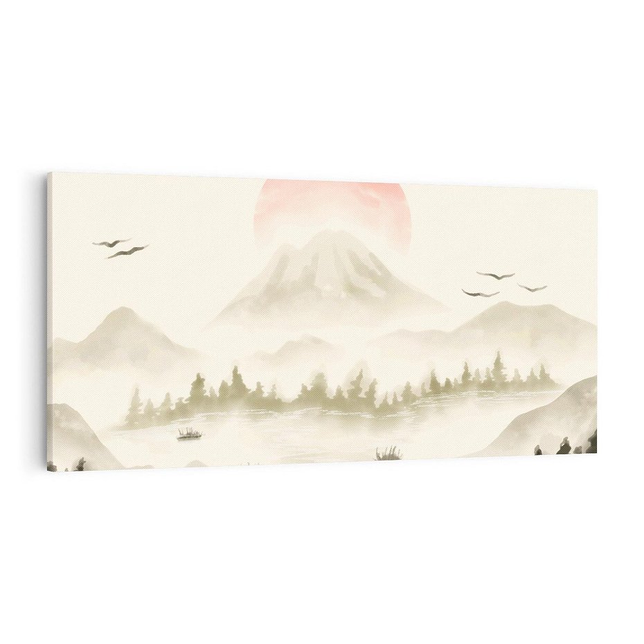 Obraz na płótnie 100x50 - Przyroda Japonii - japońska akwarela, góry