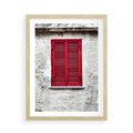 Plakat w ramie 50x70 - Okno z Czerwonymi Okiennicami - stare okno, kamienica - rama drewno