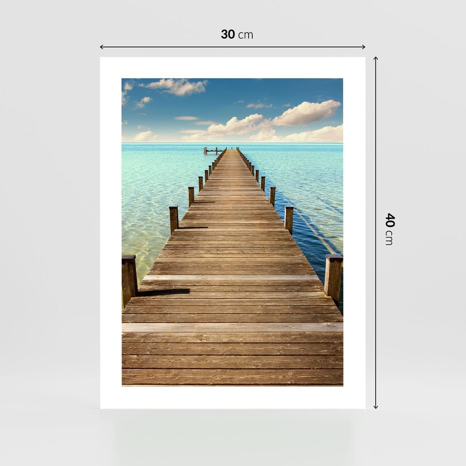 Plakat bez ramy 30x40 - Pomost nad morską przestrzenią - pomost, morze