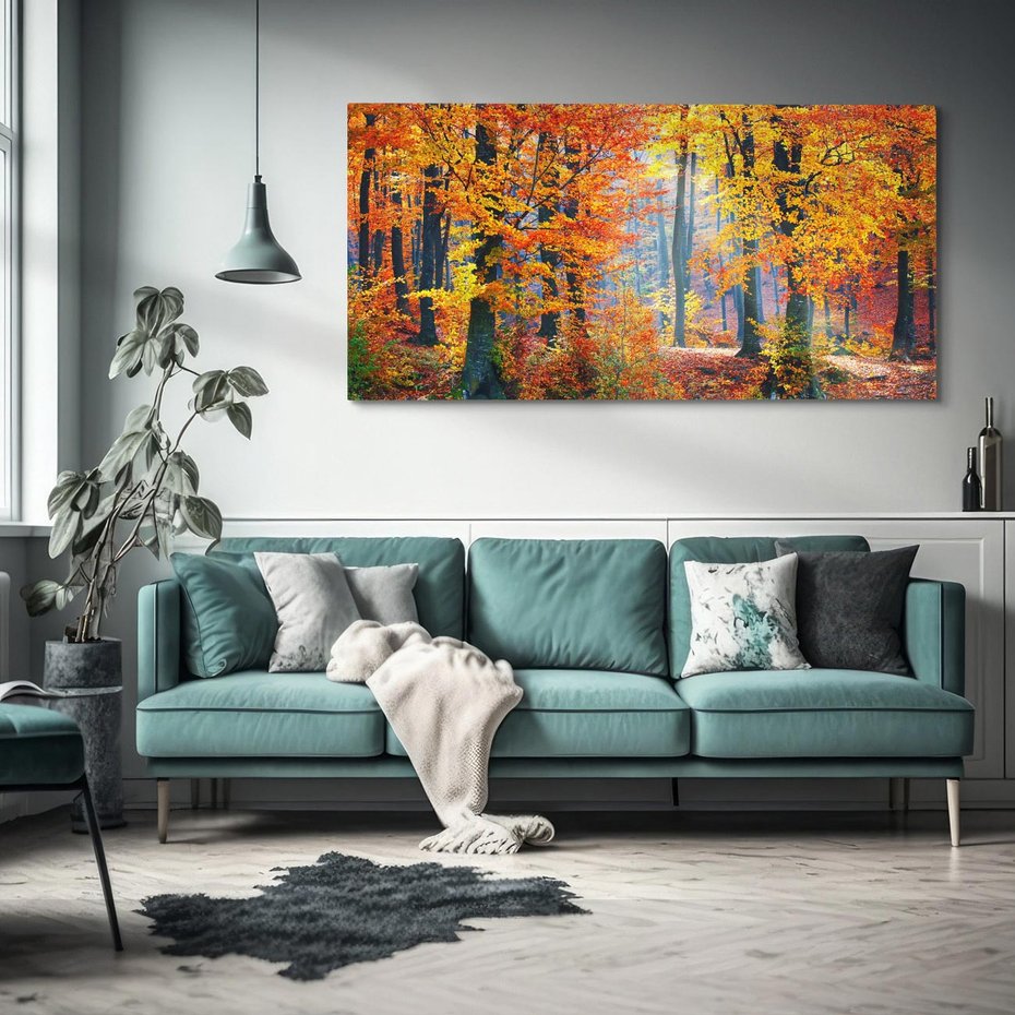 Obraz na płótnie 120x60 - Jesienny taniec lasu - jesień, las