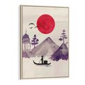 Obraz w ramie 70x100 - Odbicie Słońca - japońska sztuka, akwarela - rama drewno