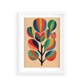 Plakat w ramie 30x40 - Harmonia Rozplątanych Form - abstrakcyjny kolorowy tęczowy obraz, inspiracje roślinne - rama biała