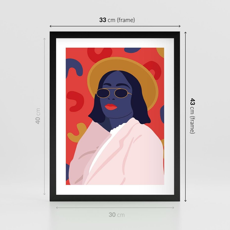 Plakat w ramie 30x40 - Kobieca Przenikliwość - nowoczesny plakat, styl retro - rama czarna