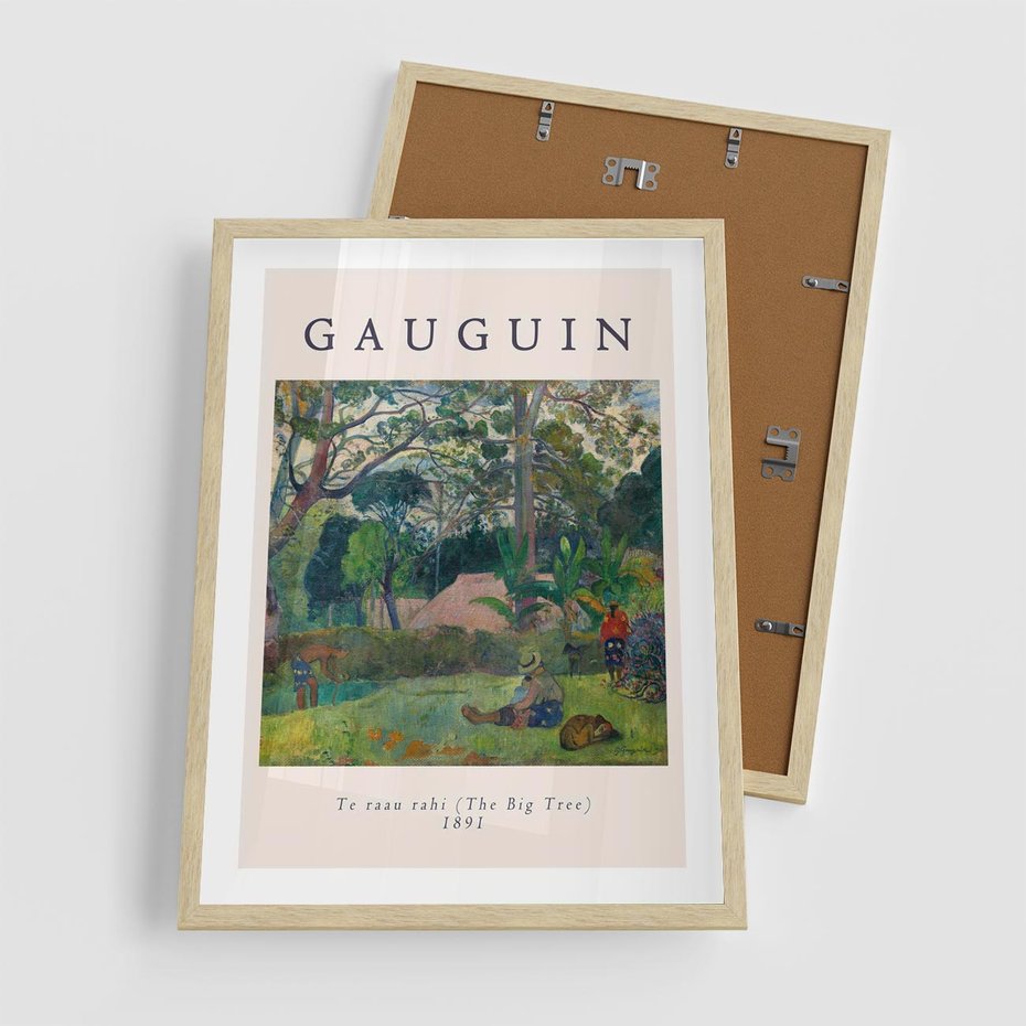 Plakat w ramie 50x70 - Gauguin: Reprodukcja i Typografia - Gauguin, reprodukcja - rama drewno