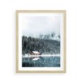 Plakat w ramie 40x50 - Biały Domek - domek w górach, zima - rama drewno