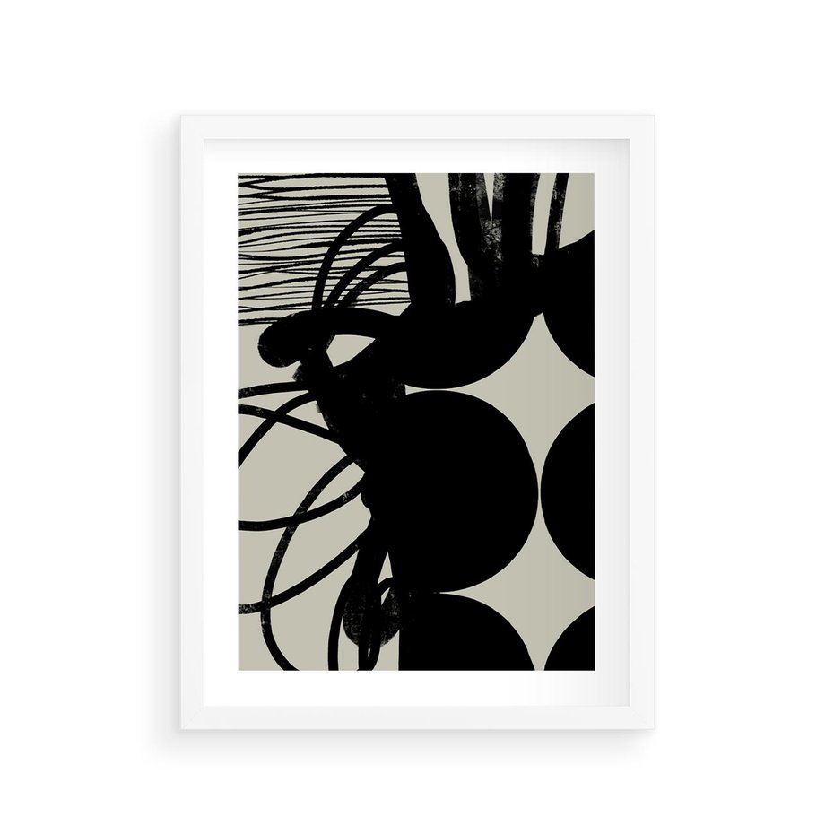Plakat w ramie 30x40 - Modernistyczne Refleksje - abstrakcja, mroczny klimat - rama biała