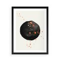 Plakat w ramie 50x70 - Wnętrza Marzeń - abstrakcyjna czarna plama, rozsiane pomarańczowe kropki - rama czarna