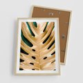 Plakat w ramie 50x70 - Piękno i Styl - złote, liście - rama drewno