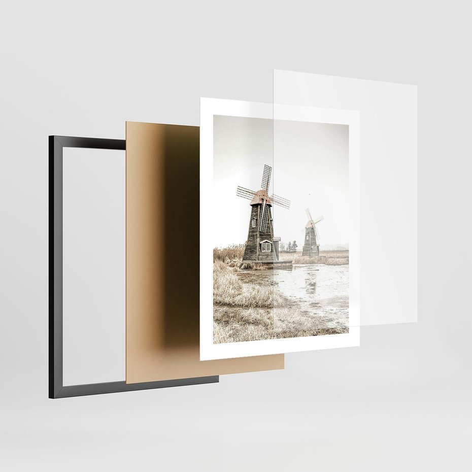 Plakat w ramie 40x50 - Wiejskie Młyny: Rustykalna Fotografia - młyny, rustykalna fotografia - rama czarna