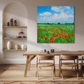 Obraz na płótnie 40x40 - Kolorowa łąka pełna maku - łąka, maki
