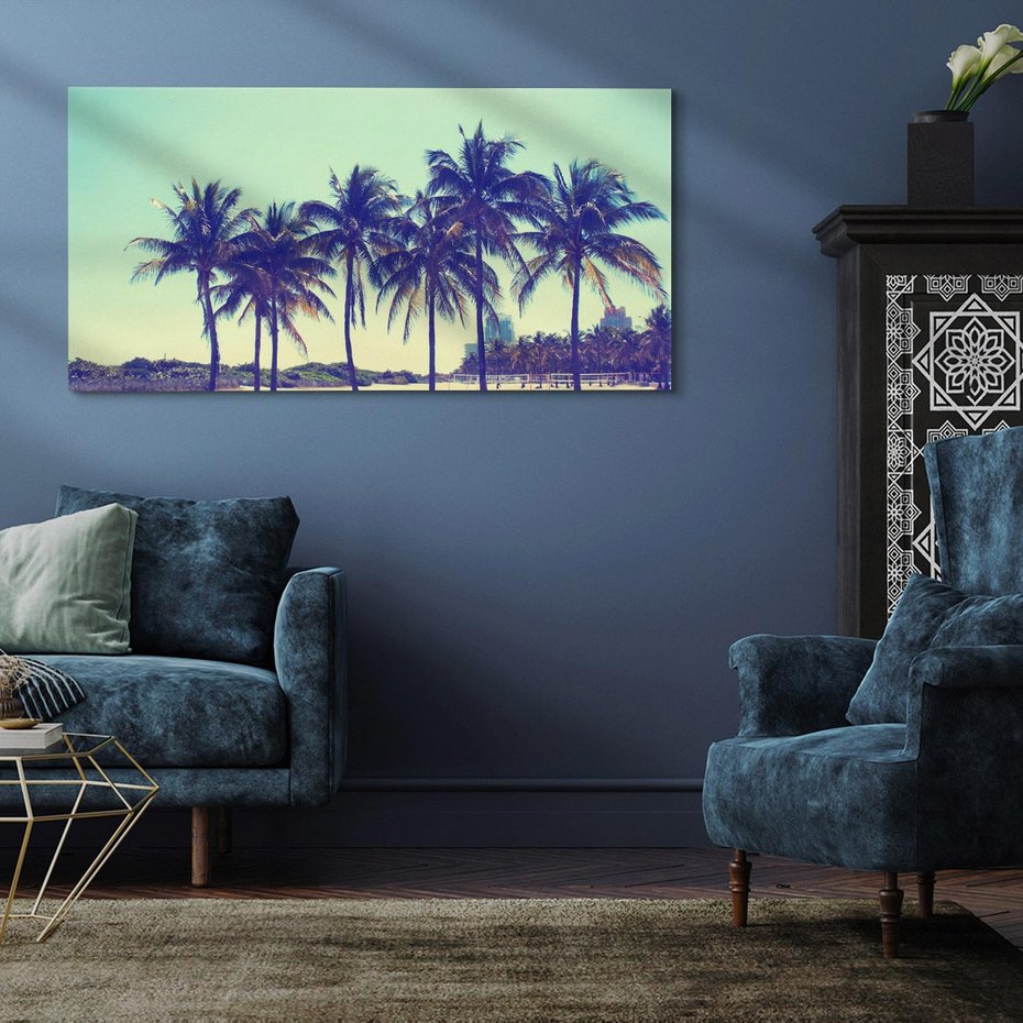 Obraz na płótnie 120x60 - Idylliczna Plaża z Palmami - palmy, plaża