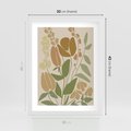 Plakat w ramie 30x40 - Beżowo i Roślinnie - nowoczesny plakat, roślinność - rama biała