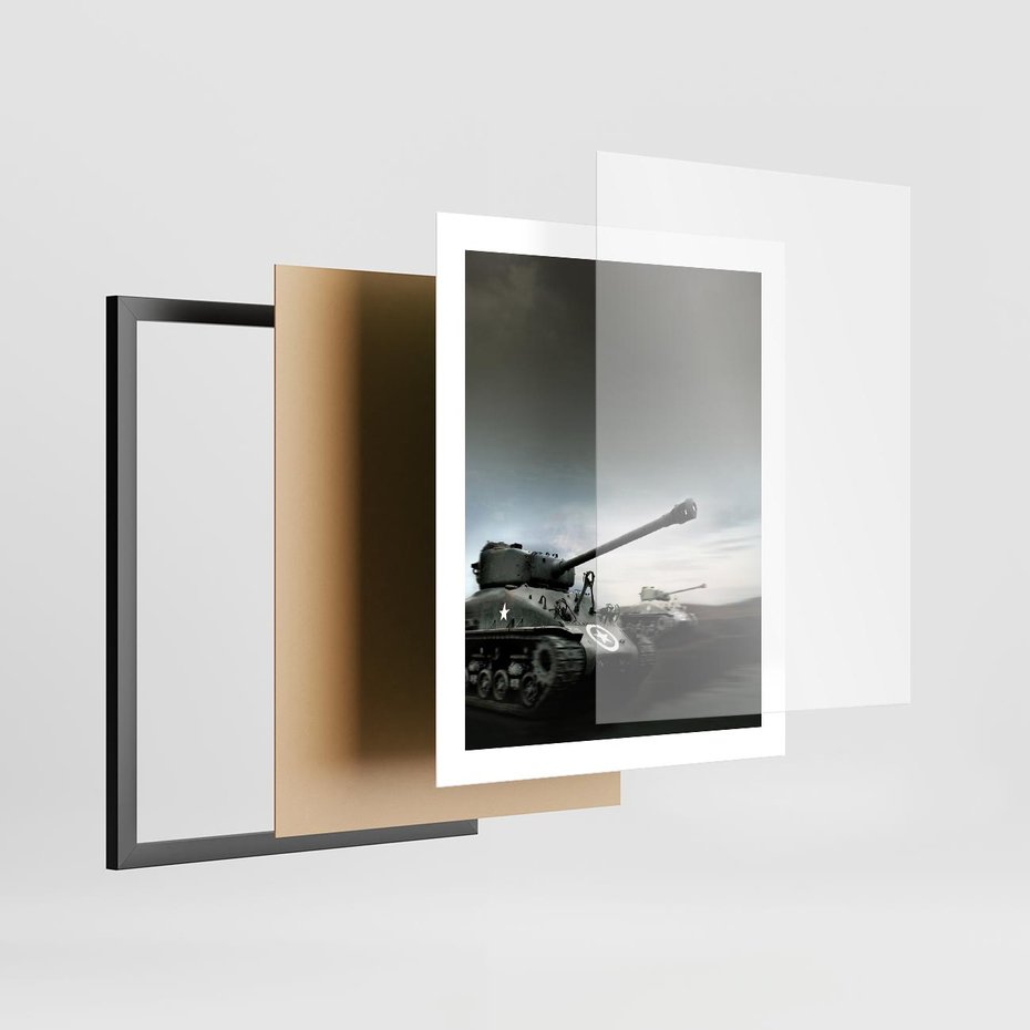 Plakat w ramie 40x50 - Siła i determinacja: czołgi wojenne - czołgi, wojna - rama czarna
