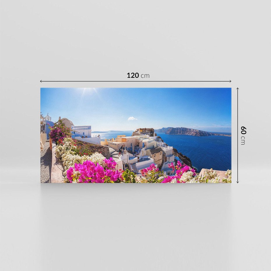 Obraz na płótnie 120x60 - Błękit morza i białe domy - Santorini, Grecja