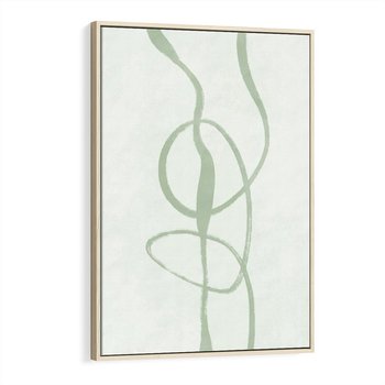 Obraz w ramie 70x100 - Zieleń Wewnętrznej Harmonii - zielona abstrakcja, zgaszona zieleń - rama drewno