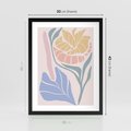 Plakat w ramie 30x40 - Kwiatowe Granice Kształtów - nowoczesny plakat, kwiaty w pastelowych kolorach - rama czarna