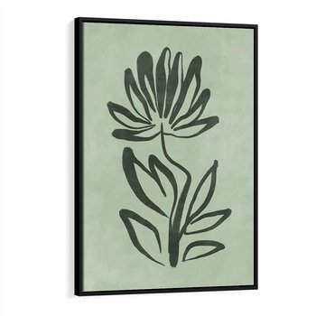Obraz w ramie 50x70 - Zieleń Wyjątkowego Ukojenia - zielona abstrakcja, zgaszona zieleń - rama czarna