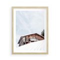 Plakat w ramie 50x70 - Spokój Górskiej Zimy - chatka w górach, domek górski - rama drewno