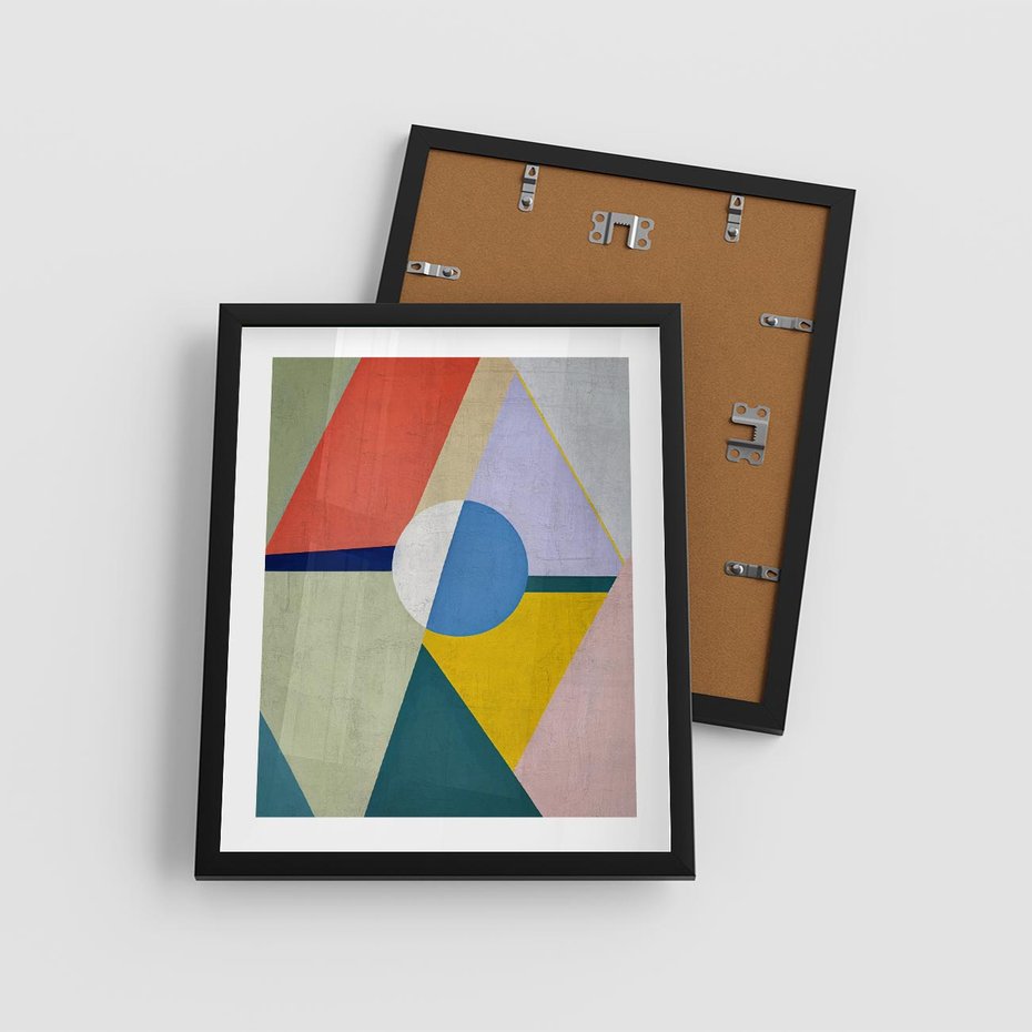 Plakat w ramie 40x50 - Taniec Subtelnych Odbić - abstrakcyjne geometryczne kształty, olejny obraz - rama czarna