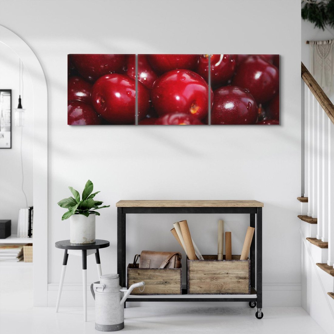 Obraz na płótnie 120x40 - Wiśnie Owocowa Rozkosz - wiśnie, owoce