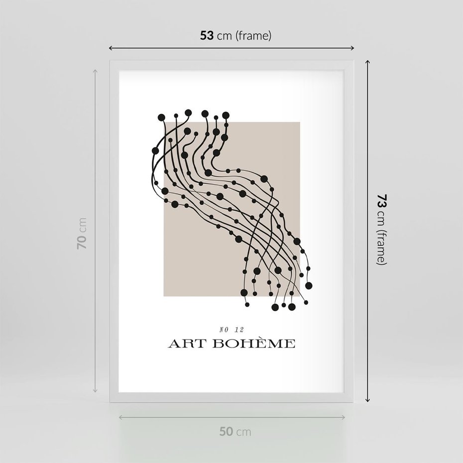 Plakat w ramie 50x70 - Migocące Konstrukcje Abstrakcji - sztuka minimalizmu, biało czarna rycina - rama biała