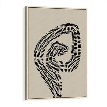 Obraz w ramie 80x120 - Nowoczesne Spektrum Wyobraźni - boho plakat, czarne kropki kreski - rama drewno