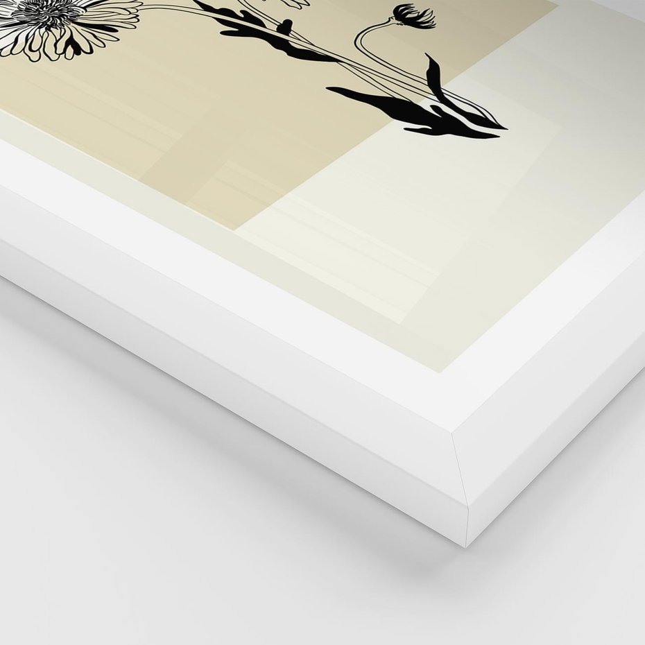 Plakat w ramie 40x50 - Kwiatowe Płótno - kwiaty, typografia - rama biała