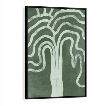 Obraz w ramie 50x70 - Inspirujące Zawiłości Zieleni - abstrakcyjny kształt, zielony plakat - rama czarna