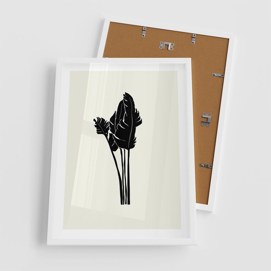 Plakat w ramie 50x70 - Elegancja Palm - nowoczesna sztuka, minimalistyczny styl - rama biała