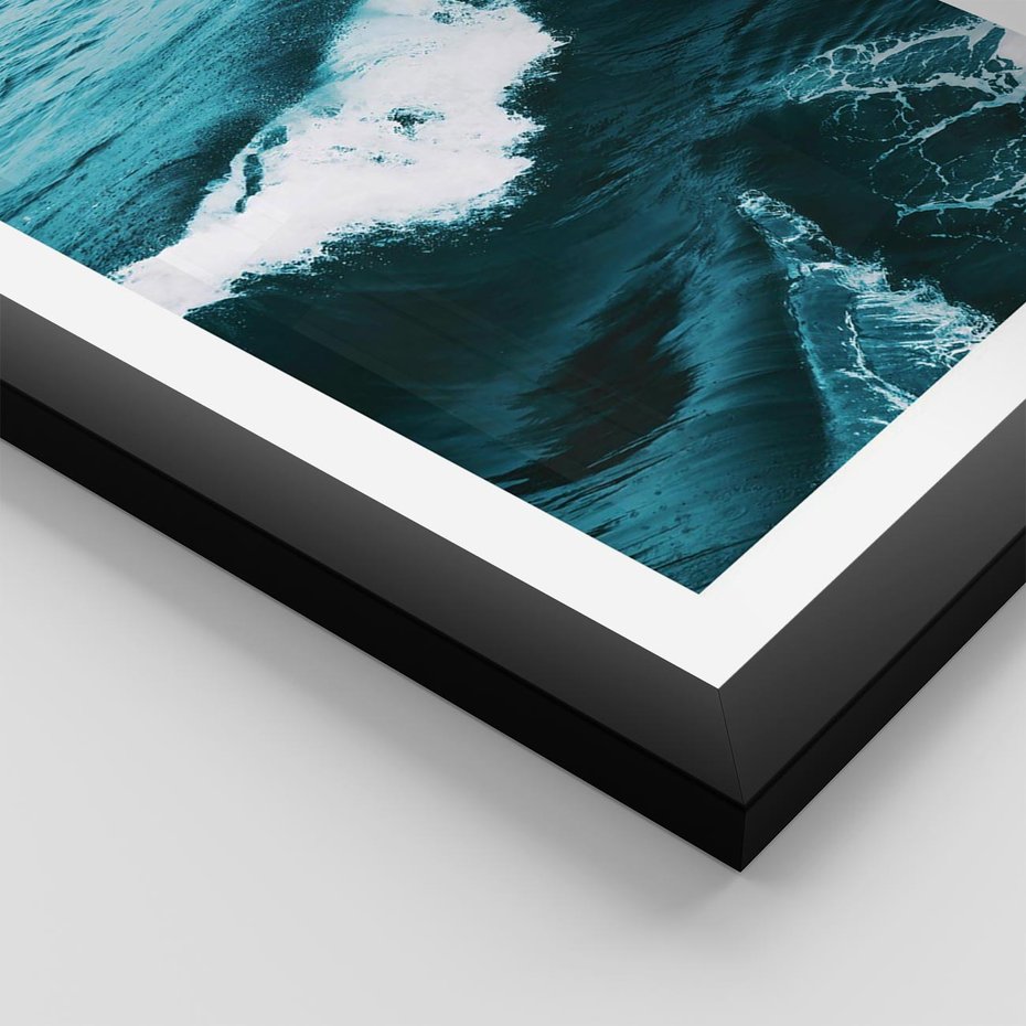 Plakat w ramie 50x70 - Wibracje Oceanu - turkusowy ocean, fale - rama czarna
