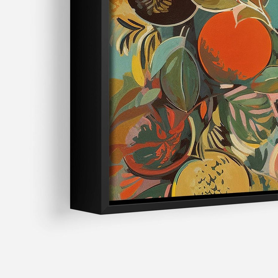 Obraz w ramie 50x50 - Księga Surrealnych Wyobrażeń - abstrakcyjny obraz owoców, jak picasso - rama czarna
