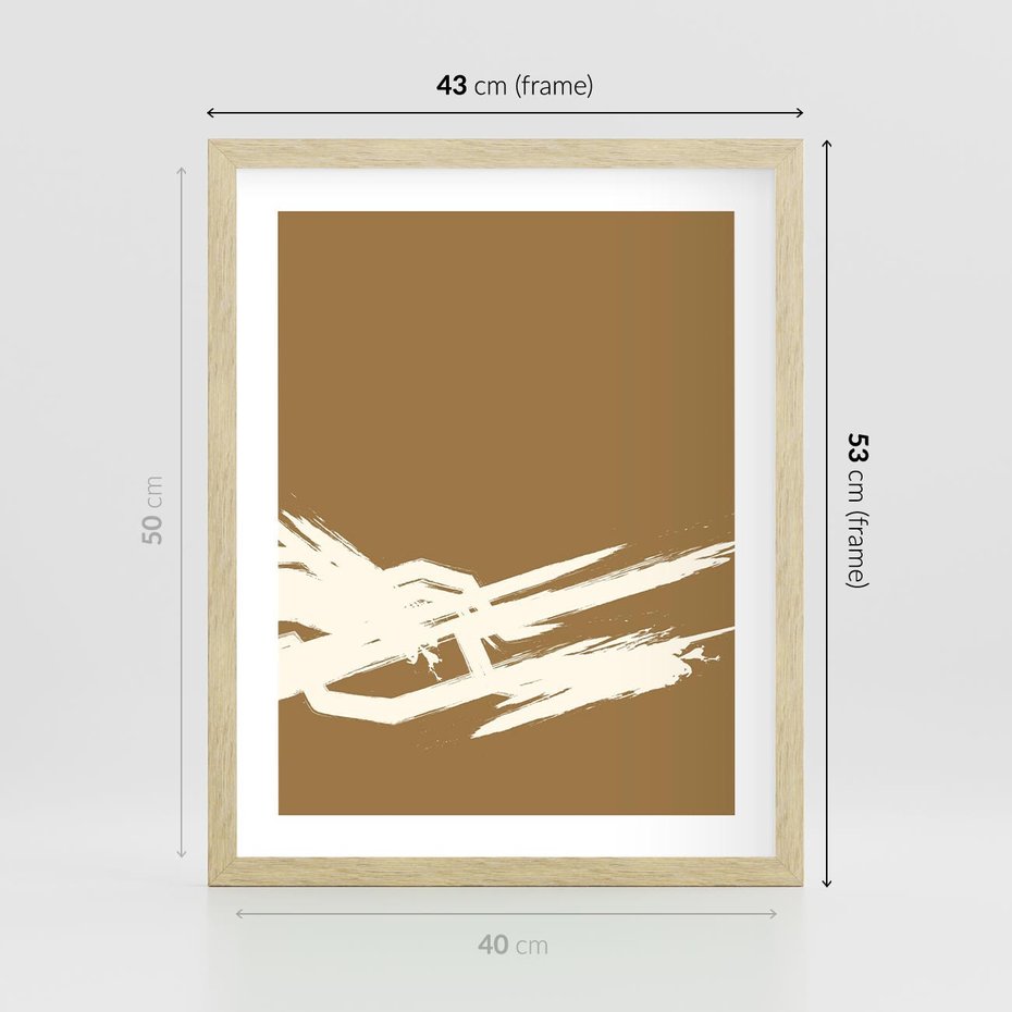 Plakat w ramie 40x50 - Taniec Energii - abstrakcyjne kreski, maźnięcia - rama drewno