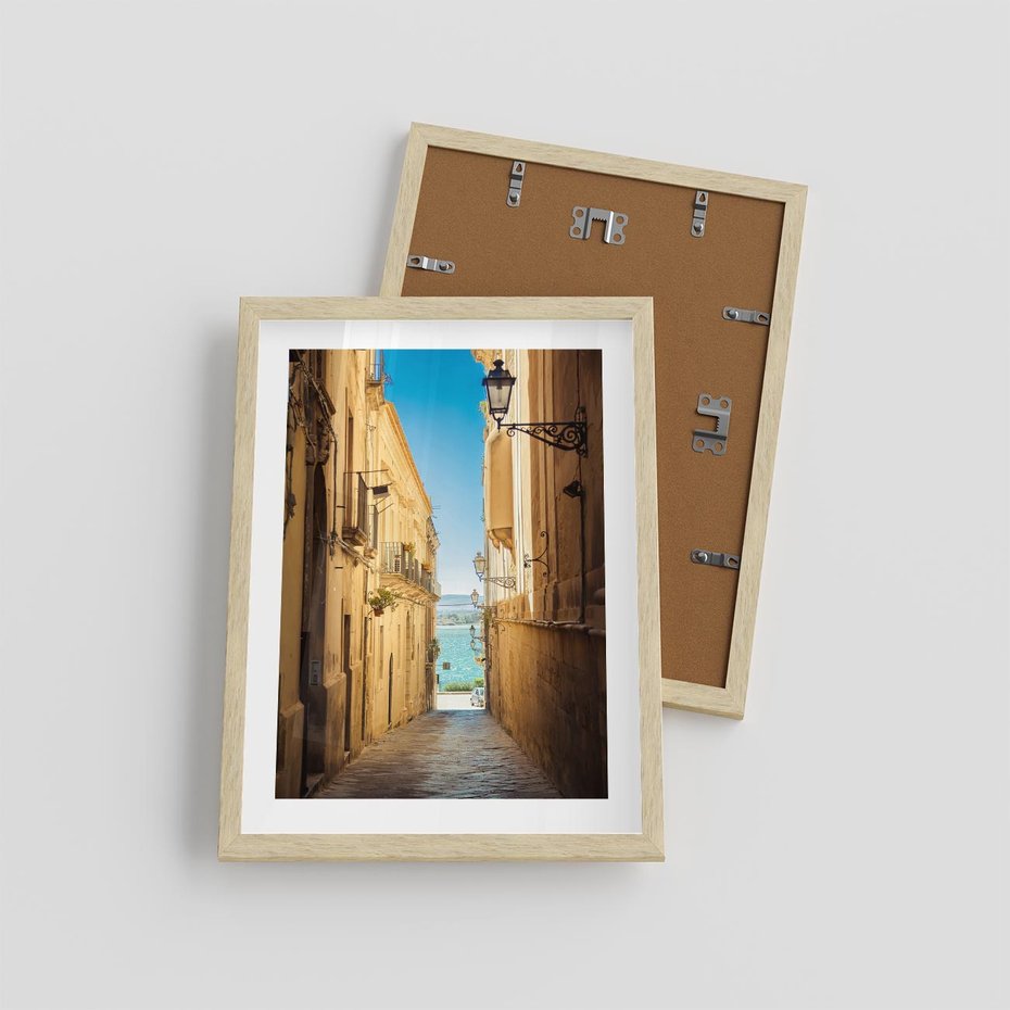 Plakat w ramie 30x40 - Perspektywa magicznej uliczki - uliczka, perspektywa - rama drewno