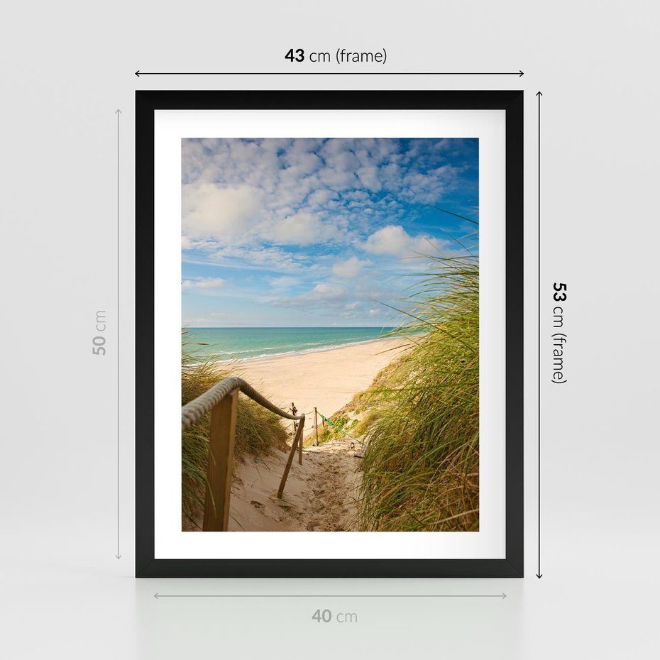 Plakat w ramie 40x50 - Spokojna plaża nad Bałtykiem - plaża, Bałtyk - rama czarna