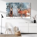 Obraz na płótnie 120x80 - Mroźne Spotkanie w Leśnej Krainie - dwa jelenie, zima