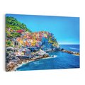 Obraz na płótnie 120x80 - Barwne Wybrzeże - nadmorskie miasto na klifie, kolorowe tęczowe budynki