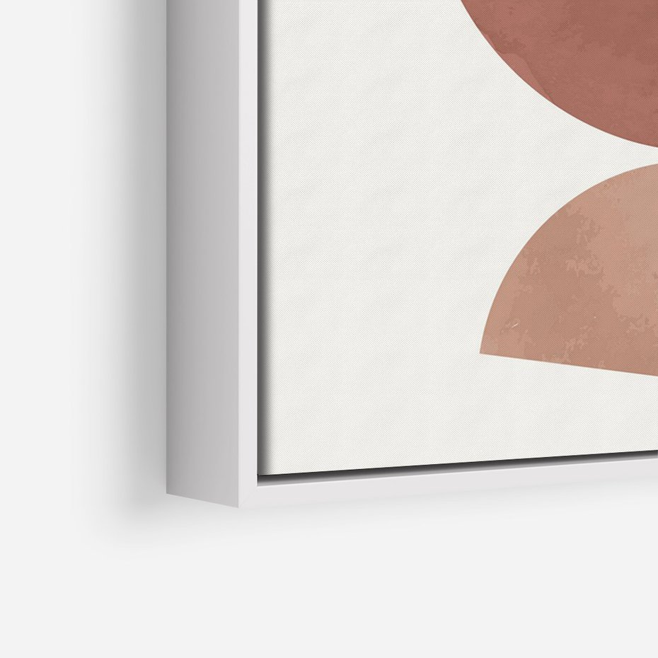 Obraz w ramie 80x120 - Abstrakcyjne Widzenia - abstrakcyjne geometryczne kształty, odcienie brązu i beżu - rama biała