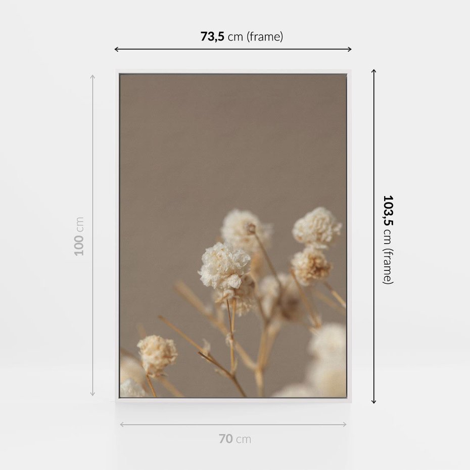 Obraz w ramie 70x100 - Przezroczyste piękno - gipsówka, suche - rama biała