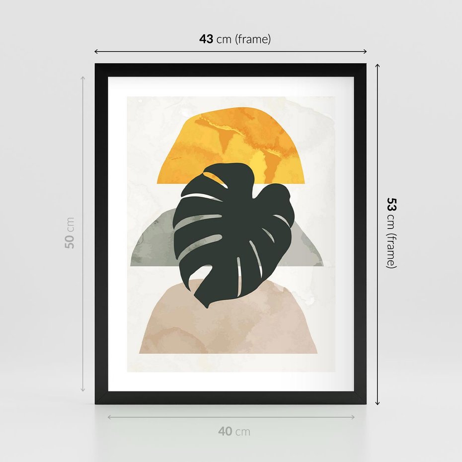 Plakat w ramie 40x50 - Monstera i Boho Elementy - grafika, boho klimat - rama czarna