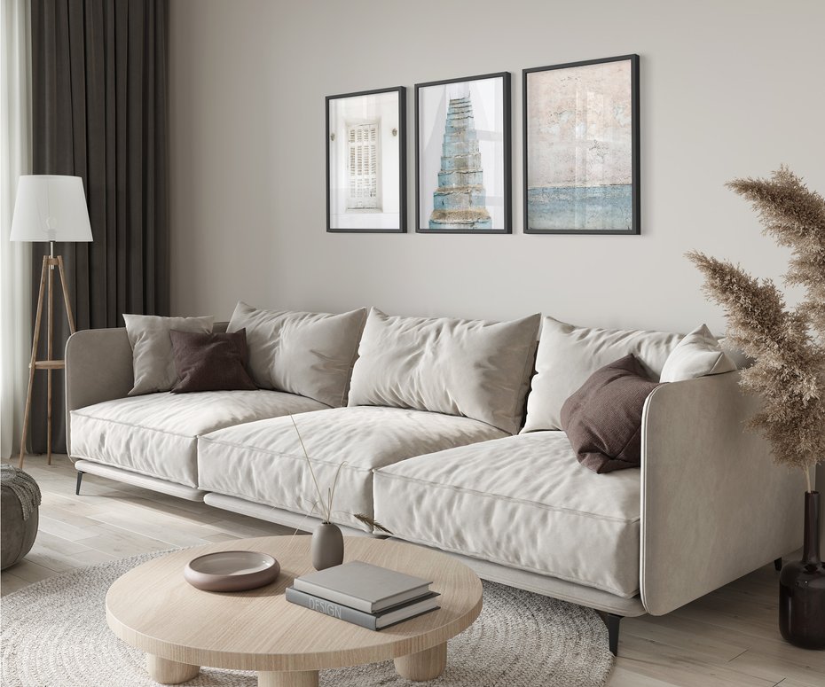 Zestaw obrazy w ramie 40x50 galeria - Turkus, Grecja, schody, okiennice - rama czarna