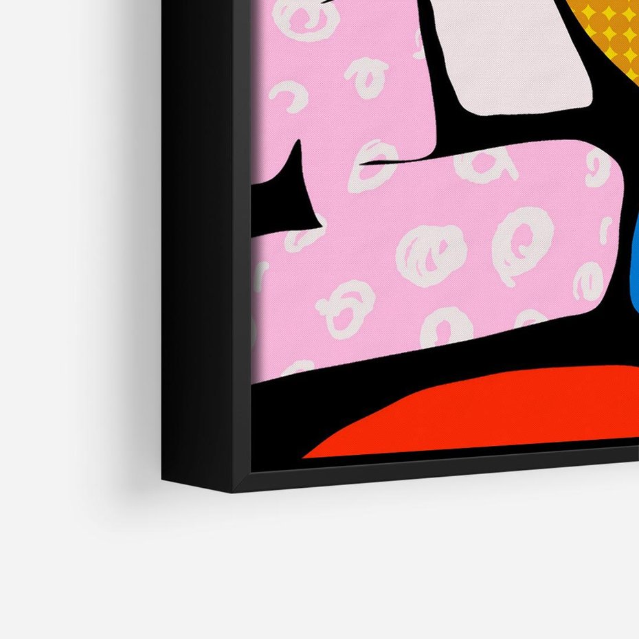 Obraz w ramie 50x50 - Kolory Komiksu - abstrakcyjne formy, komiksowy styl - rama czarna