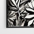 Obraz w ramie 70x100 - Czarne Liście - akwarelowy obraz, czarno biały - rama czarna