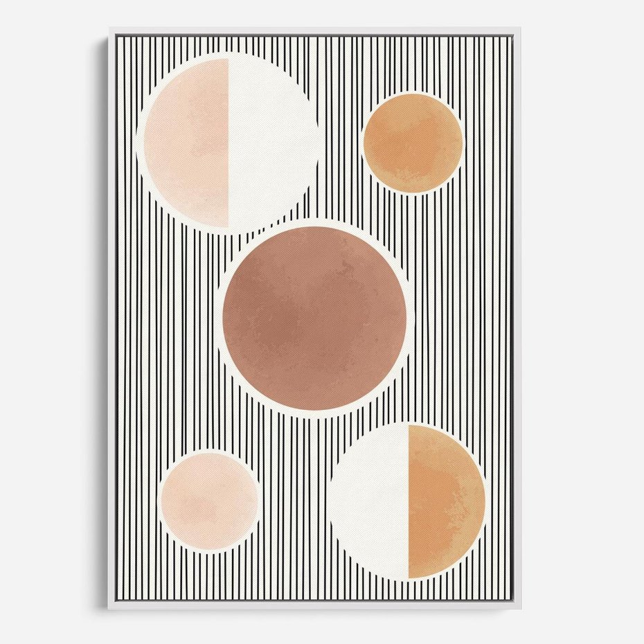 Obraz w ramie 70x100 - Rozplątane Granice - abstrakacyjna nowoczesna sztuka, koła okręgi - rama biała