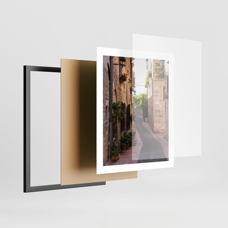 Plakat w ramie 40x50 - Miłość na Romantycznej Uliczce - romantyczna, uliczka - rama czarna